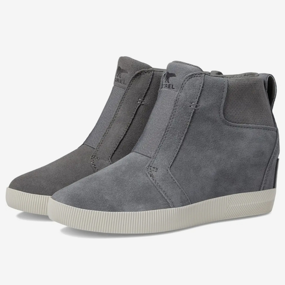 Sorel Out N About Gray Suede Waterproof Boots Sze 8.5 Womens Wedge Ankle Booties